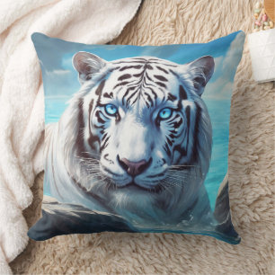 Almofada Travesseiro decorativo Tigre Branco