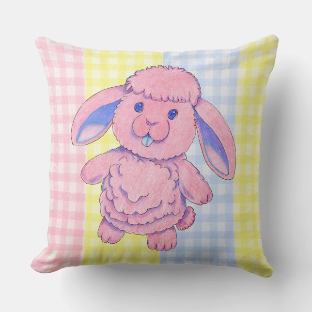 Almofada Travesseiro decorativo Toy Rabbit Gingham (Frente)