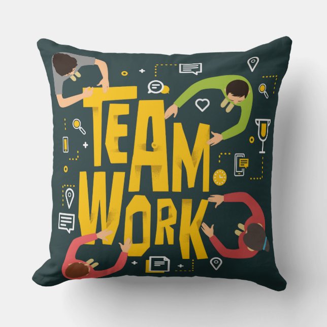 Almofada Travesseiro Decorativo Trabalho em Equipe (Frente)