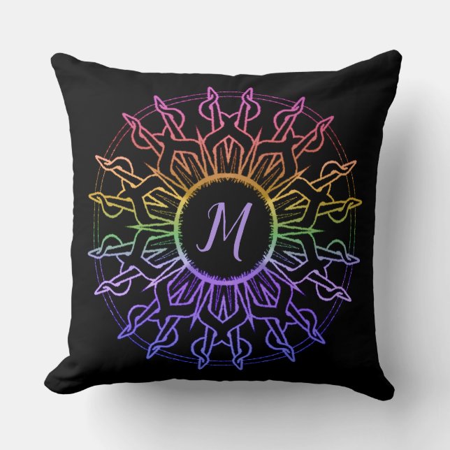 Almofada Travesseiro decorativo Tribal Rainbow Sun (Frente)