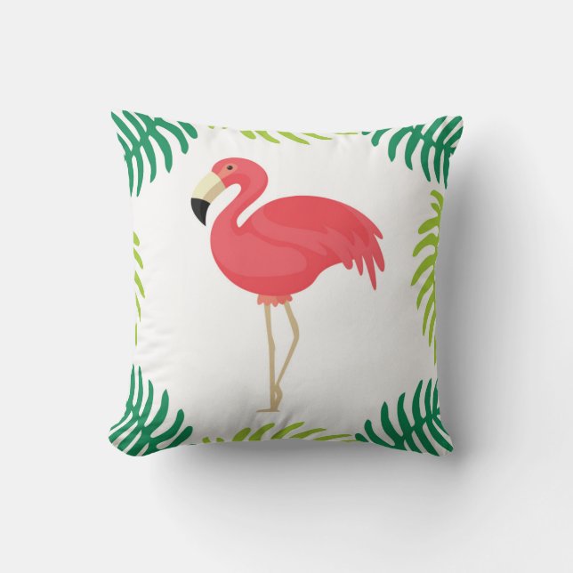 Almofada Travesseiro decorativo tropical cor-de-rosa do (Frente)