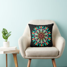 Travesseiro decorativo Turquesa E Orange Mandala