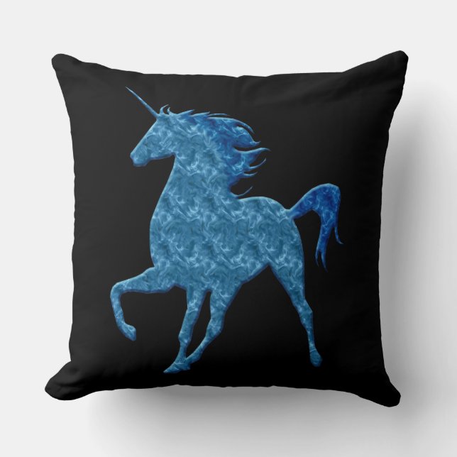 Almofada Travesseiro decorativo Unicorn Blue Fire (Frente)