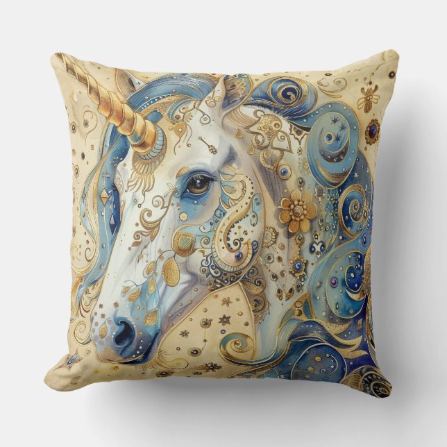 Almofada Travesseiro decorativo Unicorn Watercolor (Frente)