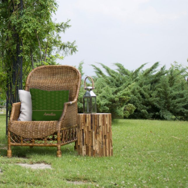 Almofada Travesseiro decorativo verde com círculo de aquare (Criador carregado)