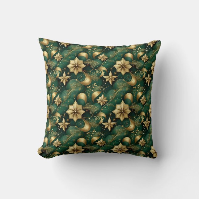 Almofada Travesseiro decorativo verde e Dourado (Frente)
