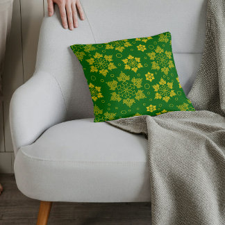 Almofada Travesseiro decorativo verde festivo com flocos de