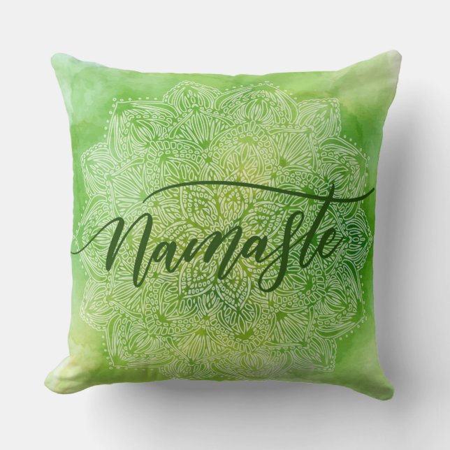 Almofada Travesseiro Decorativo Verde Namaste (Frente)