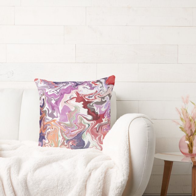 Almofada Travesseiro decorativo Vermelho Abstrato Marble -  (Sofá)