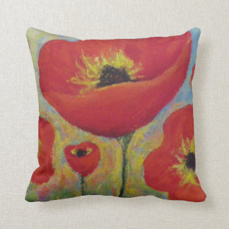 Almofada Travesseiro decorativo vermelho das papoilas