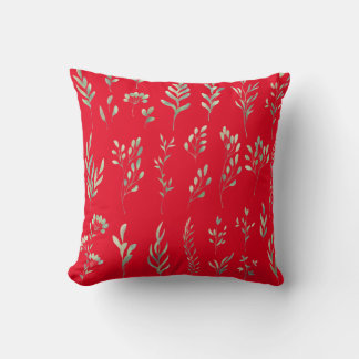 Almofada Travesseiro decorativo vermelho de folhagem de pri
