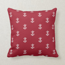 Travesseiro decorativo Vermelho de Padrão de Âncor