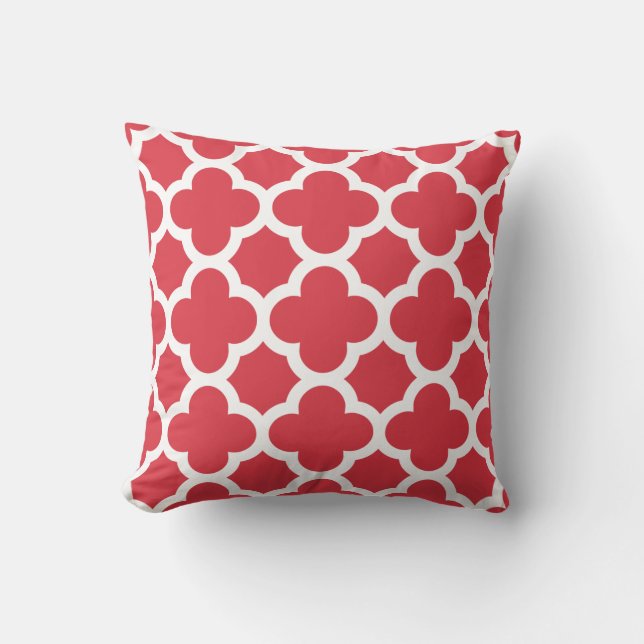 Almofada Travesseiro decorativo vermelho de Quatrefoil (Frente)