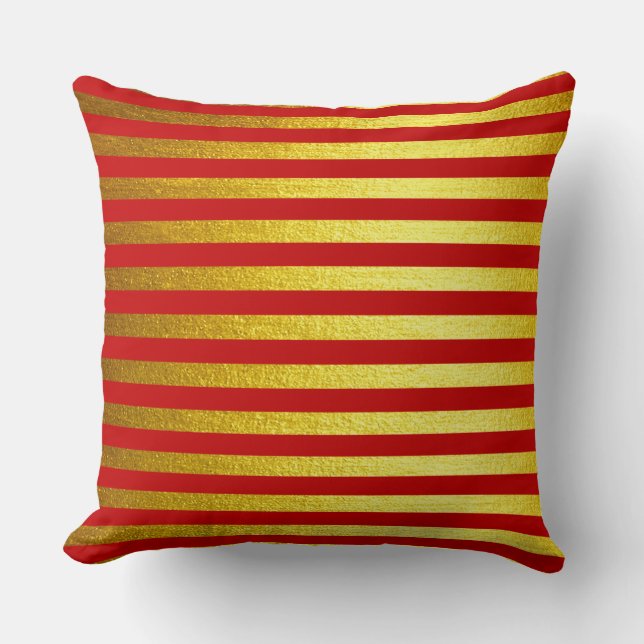Almofada Travesseiro decorativo Vermelho Dourado Faux de Na (Frente)
