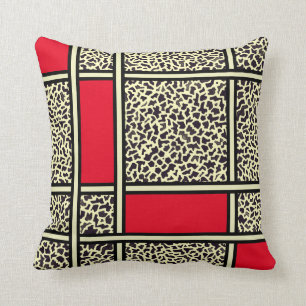 Almofada Travesseiro decorativo Vermelho Leopardo