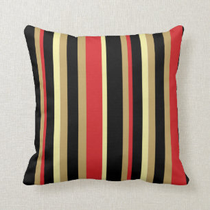 Almofada Travesseiro decorativo Vermelho, Preto e Tan Strip
