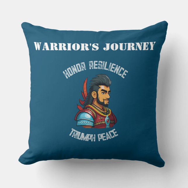 Almofada travesseiro decorativo "Viagem do Guerreiro" (Frente)