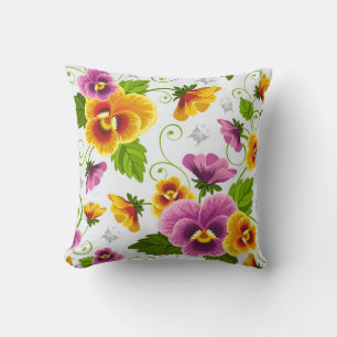 Almofada Travesseiro decorativo vibrante dos Pansies