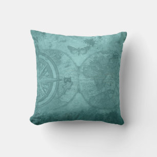 Almofada Travesseiro decorativo Vintage Map de 16" x 16"