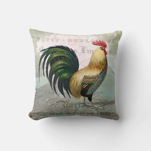 Almofada Travesseiro decorativo Vintage Rooster (Frente)