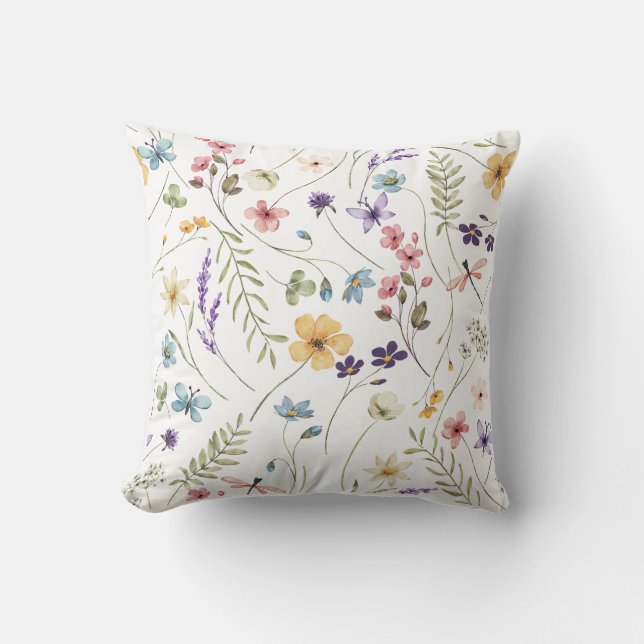 Almofada Travesseiro decorativo Whimsy de flor selvagem (Frente)
