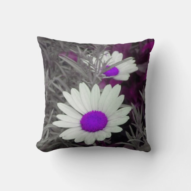 Almofada Travesseiro decorativo White Daisies (w/Purple) *r (Frente)