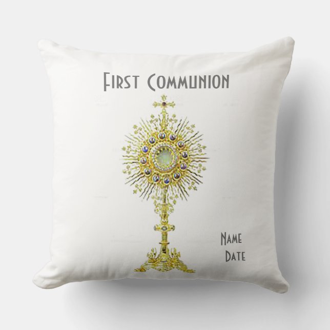 Almofada Travesseiro decorativo White First Communion 20".  (Frente)