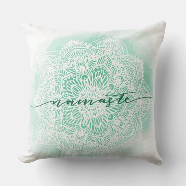 Almofada Travesseiro decorativo White Namaste Verde (Frente)