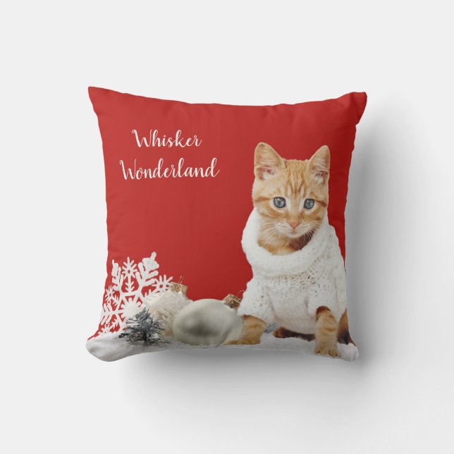 Almofada Travesseiro decorativo Whonderland Red Cat (Frente)