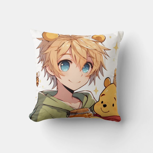 Almofada Travesseiro decorativo Winnie the Pooh Anime Cara  (Frente)
