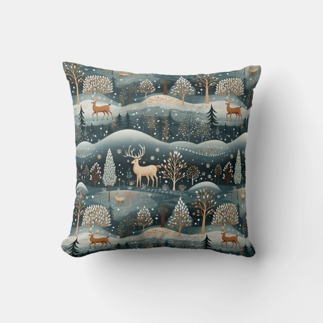 Almofada Travesseiro decorativo Wonderland de Winter Deer (Frente)