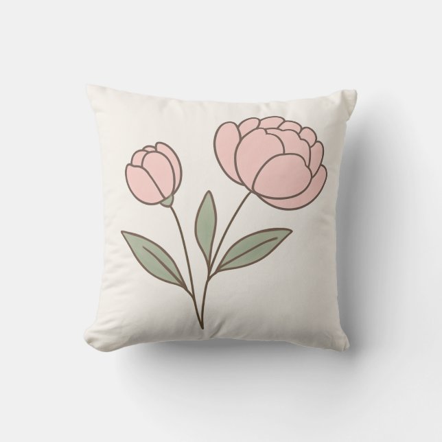 Almofada Travesseiro decorativo Wonky Zoo Peonies (Frente)