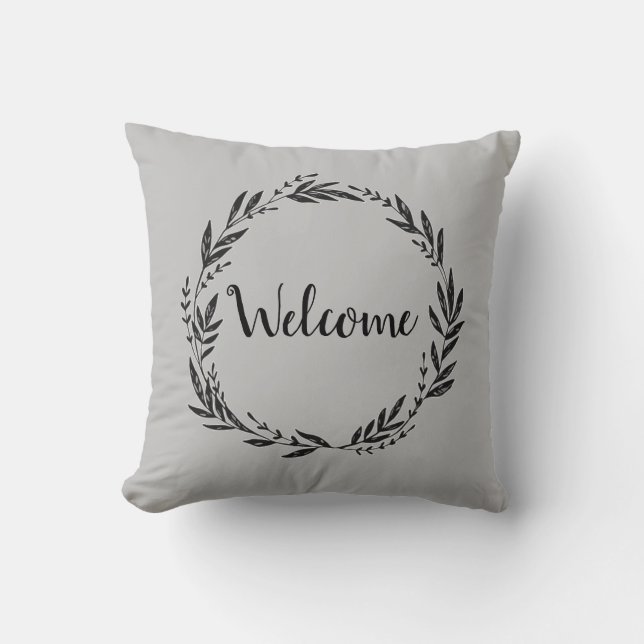 Almofada Travesseiro decorativo Wreath Bem-Vindo (Frente)