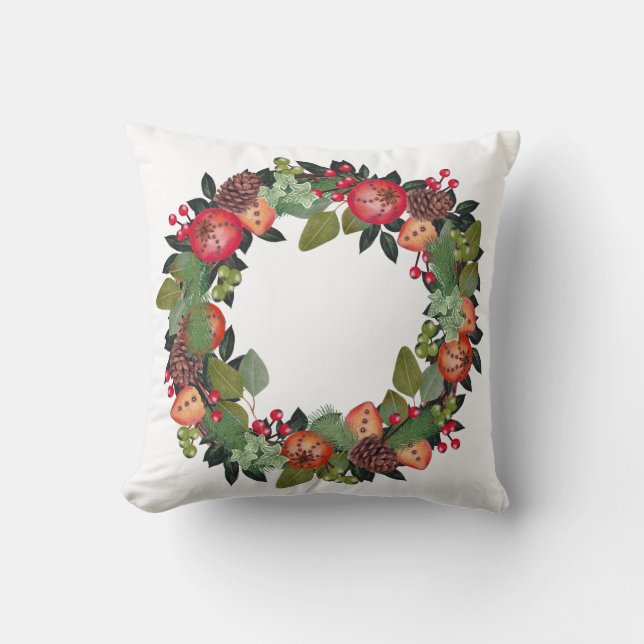 Almofada Travesseiro decorativo Wreath de Natal (Frente)