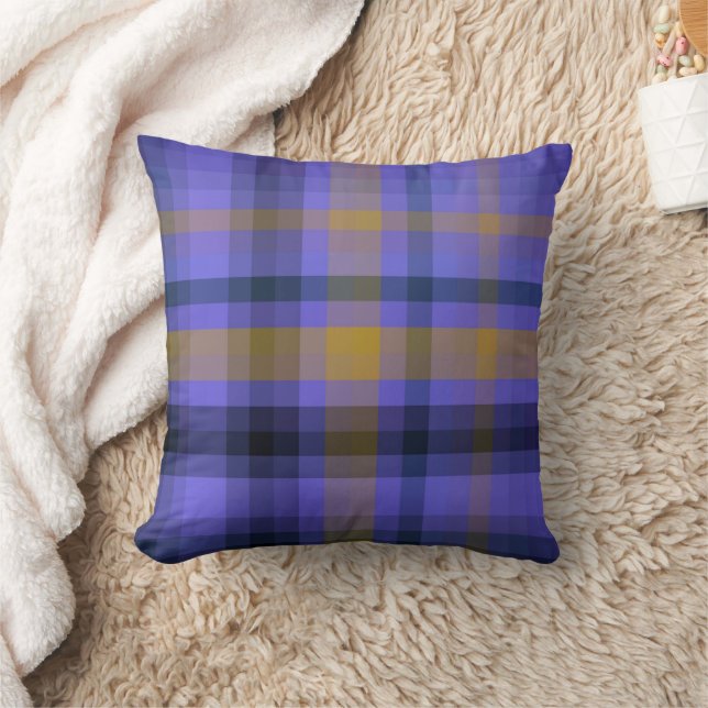 Almofada Travesseiro Decorativo Xadrez Azul Cinza Amarelo C (Cobertor)