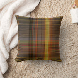 Almofada Travesseiro Decorativo Xadrez Laranja Amarelo Marr
