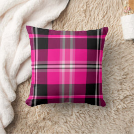 Almofada Travesseiro Decorativo Xadrez Rosa e Preto Clássic