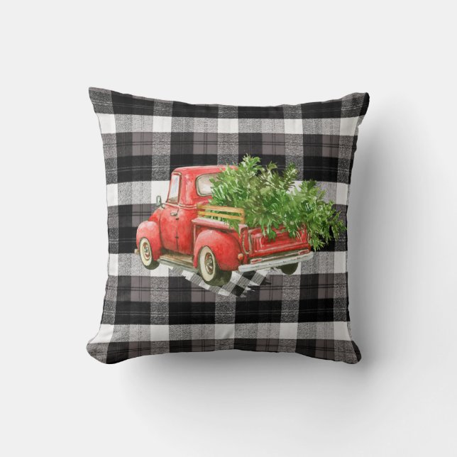 Almofada travesseiro decorativo XMAS Truck Baffalo Blac Xad (Frente)