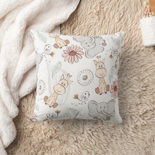 Almofada Travesseiro decorativo Zoo Amigos 16" x 16" (Cobertor)