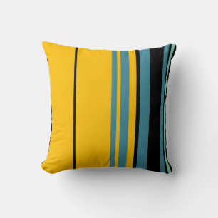 Almofada Travesseiro Design de Arte com Faixa Retro Amarela