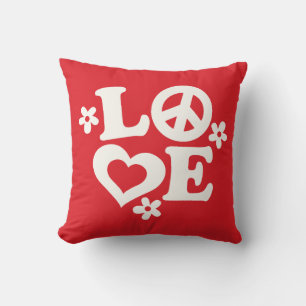 Almofada Travesseiro Dia de os namorados Red and White LOVE