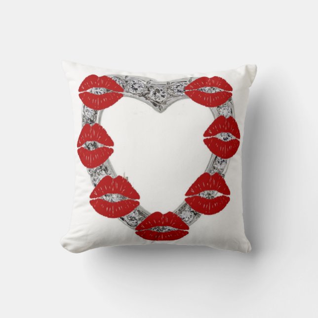 Almofada Travesseiro Diamond Heart Com Beijos (Frente)