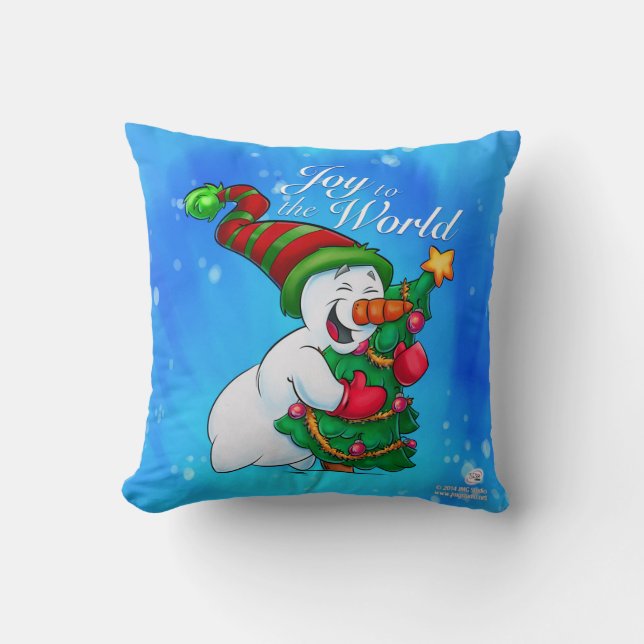 Almofada Travesseiro do boneco de neve que abraça uma (Frente)