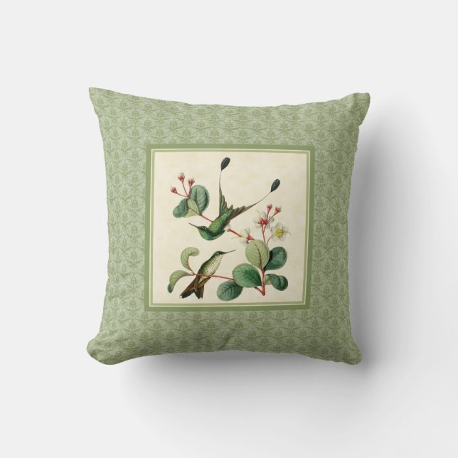 Almofada Travesseiro do damasco dos colibris da cauda da (Frente)