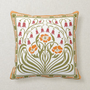 Almofada Travesseiro do design da flor de Nouveau da arte