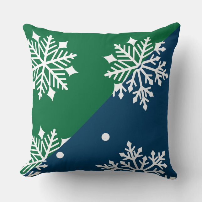 Almofada Travesseiro do Designer de Neve Verde/Azul (Frente)