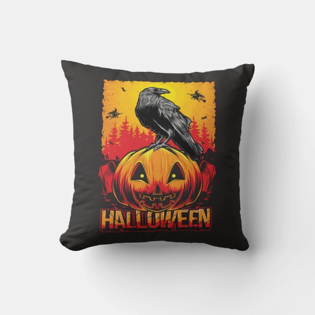 Almofada Travesseiro do Halloween Raven (Frente)