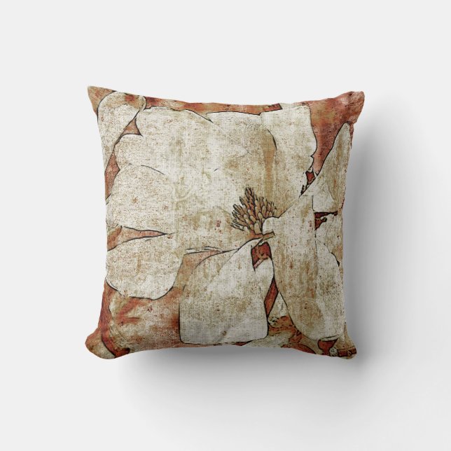 Almofada Travesseiro do lance da magnólia do vintage (Frente)