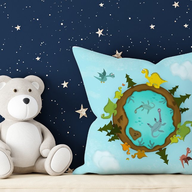 Almofada Travesseiro do Mundo Cute Dino (This cute 'Dino World' pillow is perfect to decorate your nursery or kid's bedroom.)