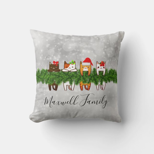 Almofada Travesseiro do Natal de Meowy (Frente)